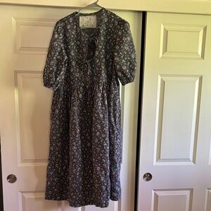 notPERFECTLINEN Rosemary Bow Tie Linen Dress in Dusky Florals